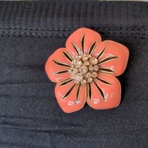 Vintage 1980's hibiscus rhinestone brooch